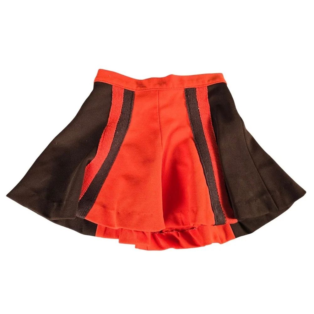 70s Vintage Dehen Knit‎ Cheerleading Outfit Orange & Brown Two Piece Set Small
